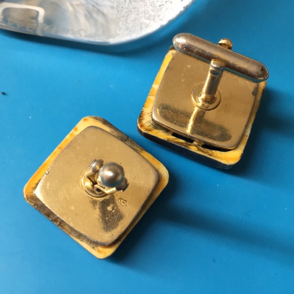 🖤SWANK vintage Chinese letter design cufflinks n lapel pin set - Picture 7 of 13